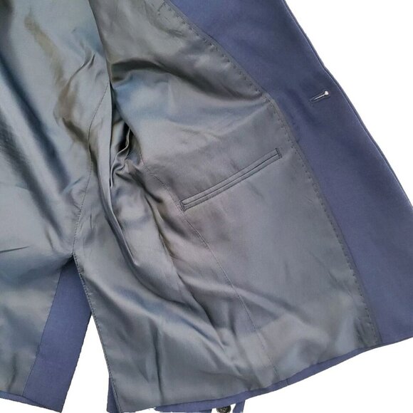 Calvin Klein Wool Suit Jacket Mens 36 Regular Slim Fit Blue Flaw Holes - Picture 7 of 15